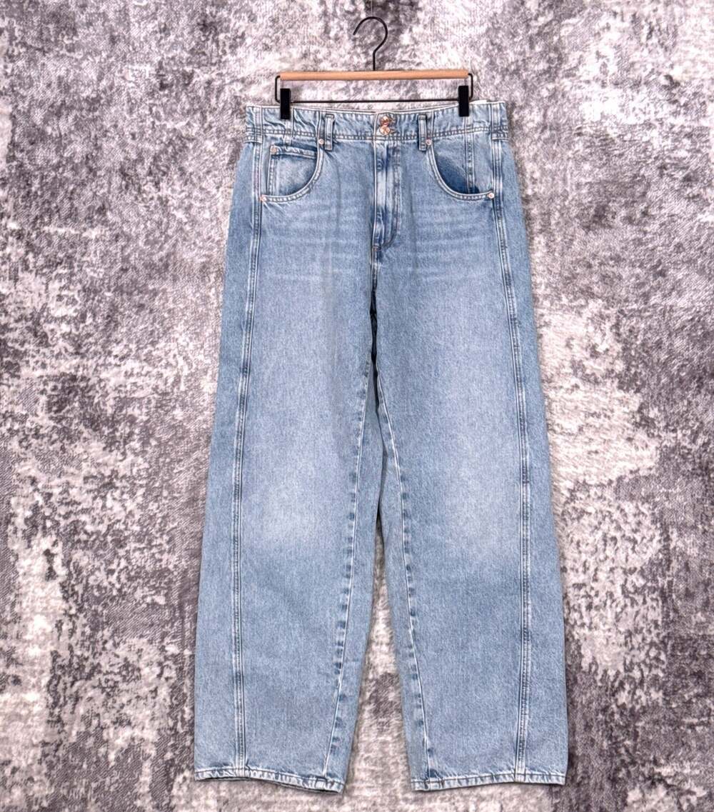 New Free People Jeans 32 Womens Aster High Rise Straight Light Wash Denim